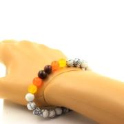 Ruby from Mogok, Burma, Myanmar + Orange Chalcedony + Yellow Agate + Howlite Bracelet 8 mm Beads.