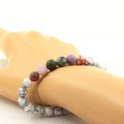 African Turquoise + Matte purple mica + Red green jasper + Howlite Bracelet 8 mm Beads.