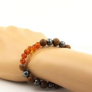Genuine Baltic Sea Amber + Hematite + wood 8 mm beads Bracelet.