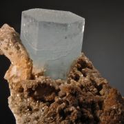 Beryl var. Aquamarine on Albite and Muscovite