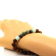 Chrysocolla from Namibia + Hematite + Angelite + wood Bracelet 8 mm Beads.