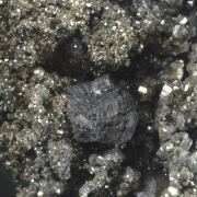Stannite with Zinkenite on Pyrite