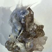 Quartz ( var. Smoky ) with Actinolite ( var. Byssolite )