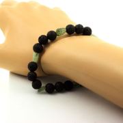 Green apatite from Madagascar + Lava Bracelet 8 mm Beads.