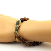 Green rutilated Quartz from Brazil + wood Bracelet 8 mm Beads.