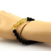 Yellow Apatite from Madagascar + Matte Black Onyx Bracelet 8 mm Beads.