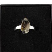 Silver Plated raw petroleum Quartz Ring. 10.31 ct.