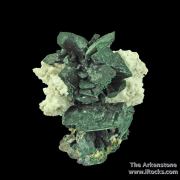 Malachite ps. Azurite on Dolomite (fl) with Cerussite