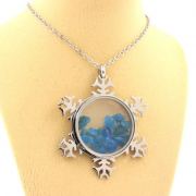 Raw neon blue Apatite necklace.