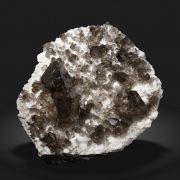 Quartz (variety smoky & gwindel) with Albite