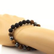 Lava + Hematite + wood 8 mm beads Bracelet.