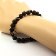 Hypersthene from Egypt + Lava Bracelet 8 mm Beads.