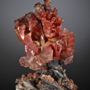 Vanadinite with Barite - large hoppered/branching cluster