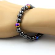 Hematite + Multicolor Hematite Bracelet 8 mm Beads.