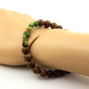 Nephrite Jade from Xiuyan China + wood Bracelet 8 mm Beads.