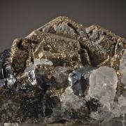 Pyrite pseudo after Pyrrhotite with Galena and Calcite