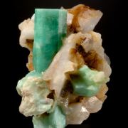 Beryl var. Emerald on Quartz