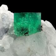 Beryl var. Emerald and Parisite-(Ce) on Calcite