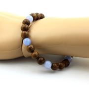 Aquamarine + wood Bracelet 8 mm Beads.