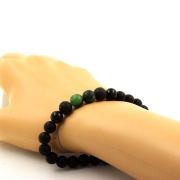 Epidote from Australia + Black Agate + Lava + Matte Black Onyx Bracelet 8 mm Beads.