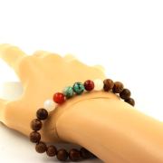Chrysocolla from Namibia + Banded Agate + Moonstone + wood Bracelet 8 mm Beads.