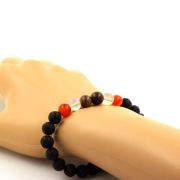 Ruby from Mogok, Burma, Myanmar + Titanium Quartz + Mahogany Obsidian + Lava Bracelet 8 mm Beads.