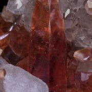 Rhodochrosite with Fluorite on Quartz