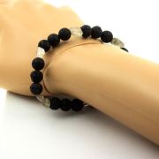 Rutilated Tourmaline Quartz from Brazil + Lava Bracelet 8 mm Beads.