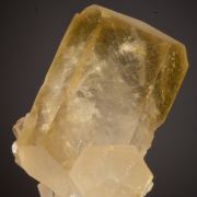 Calcite (Pineapple) on Fluorite