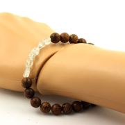 Topaz from Brazil + wood Bracelet 8 mm Beads.