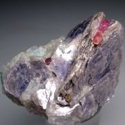 Pezzottaite on Lepidolite, Amazonite