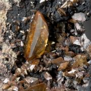 Wulfenite (gem clear crystals) with Dolomite, Leiteite