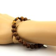 Tiger's Eye from South Africa + Wood Bracelet 8 mm Beads.
