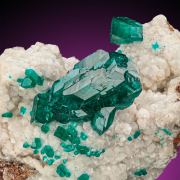 Dioptase  on Calcite
