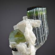 Elbaite - unusual color zoning, on Clevelandite