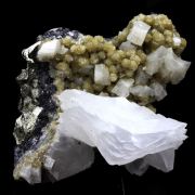 Calcite, Pyrite, Sphalerite, Siderite.