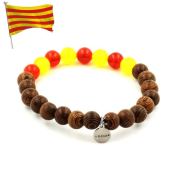 Wood + Yellow Agate + Red Agate Bracelet 8 mm Beads.