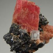 Rhodochrosite with Acanthite, Silver, Fluorite etc.