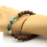 African Turquoise from Africa + wood Bracelet 8 mm Beads.