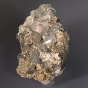 Fluorapatite with Siderite, Muscovite & Pyrite on Arsenopyrite