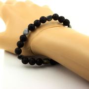Hawk's Eye from South Africa + Lava Bracelet 8 mm Beads.