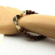 Green phantom Quartz from Brazil + wood Bracelet 8 mm Beads.