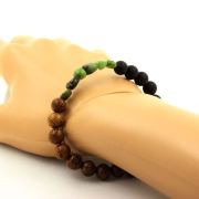 Nephrite Jade from Xiuyan China + Matte Black Onyx + Wood 8 mm beads Bracelet.