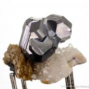 Galena on Siderite and Quartz