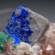 Linarite on Galena with Brochantite