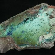 Azurite and Rosasite on Chrysocolla