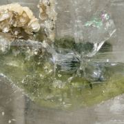 Quartz with Fluorapatite inclusions and with Muscovite, Siderite and Calcite