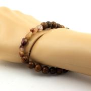 Red rutilated Quartz from Brazil + wood Bracelet 8 mm Beads.