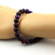 Purple Tiger's Eye + Matte Red Tiger's Eye Bracelet 8 mm Beads.