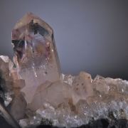 Amethyst (gem clear phantom) with Prehnite and Lepidochrosite